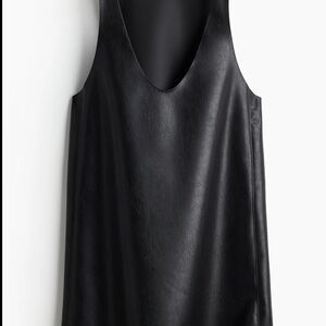 H & M Black Faux Leather Sleeveless Dress